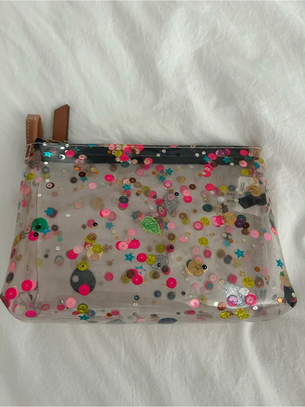J Crew. Clear Sequined Cosmetic Pouch